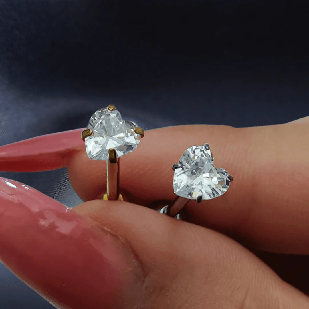 Piercing per lingua con brillante superiore a cuore - GIOYAL PIERCING STORE