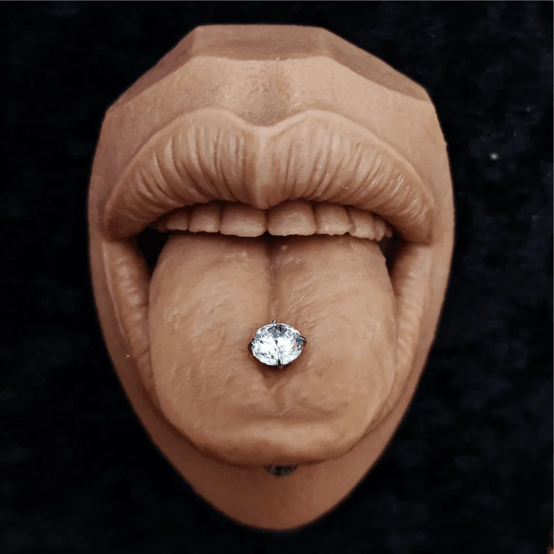 Piercing per lingua con brillantino superiore - GIOYAL PIERCING STORE