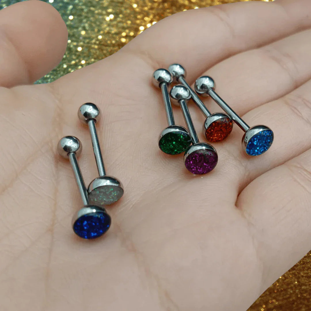 Piercing per lingua con glitter - GIOYAL PIERCING STORE