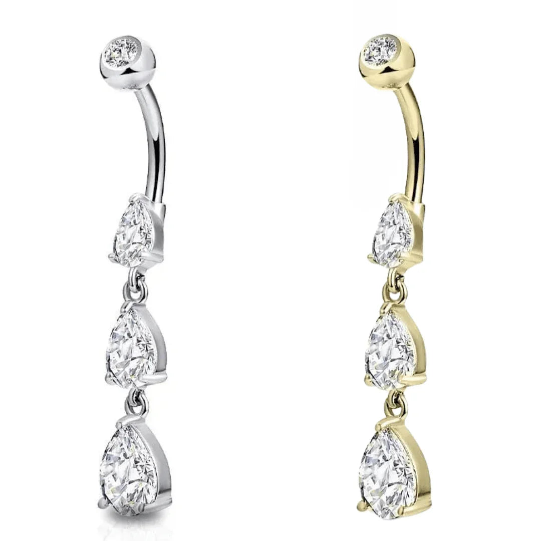 Piercing per ombelico a pendolo con 3 goccie - GIOYAL PIERCING STORE