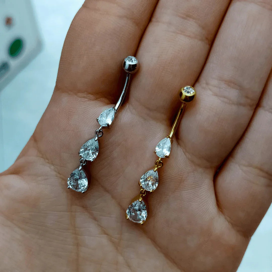 Piercing per ombelico a pendolo con 3 goccie - GIOYAL PIERCING STORE