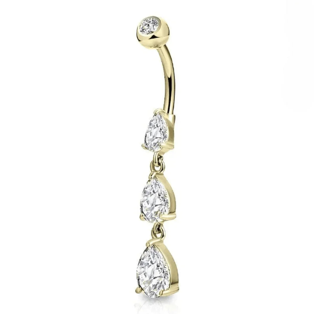 Piercing per ombelico a pendolo con 3 goccie - GIOYAL PIERCING STORE