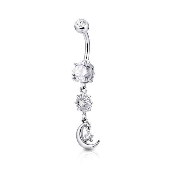 Piercing per ombelico con design pendolo a luna - GIOYAL PIERCING STORE