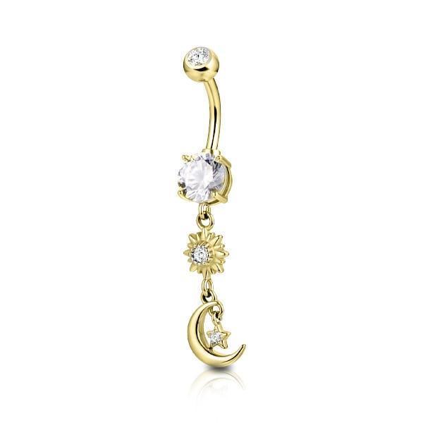 Piercing per ombelico con design pendolo a luna - GIOYAL PIERCING STORE
