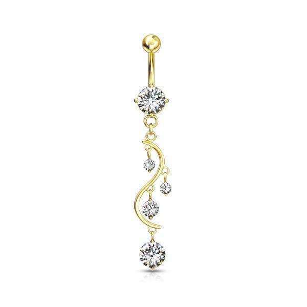 Piercing per ombelico con pendolo a 4 brillanti - GIOYAL PIERCING STORE