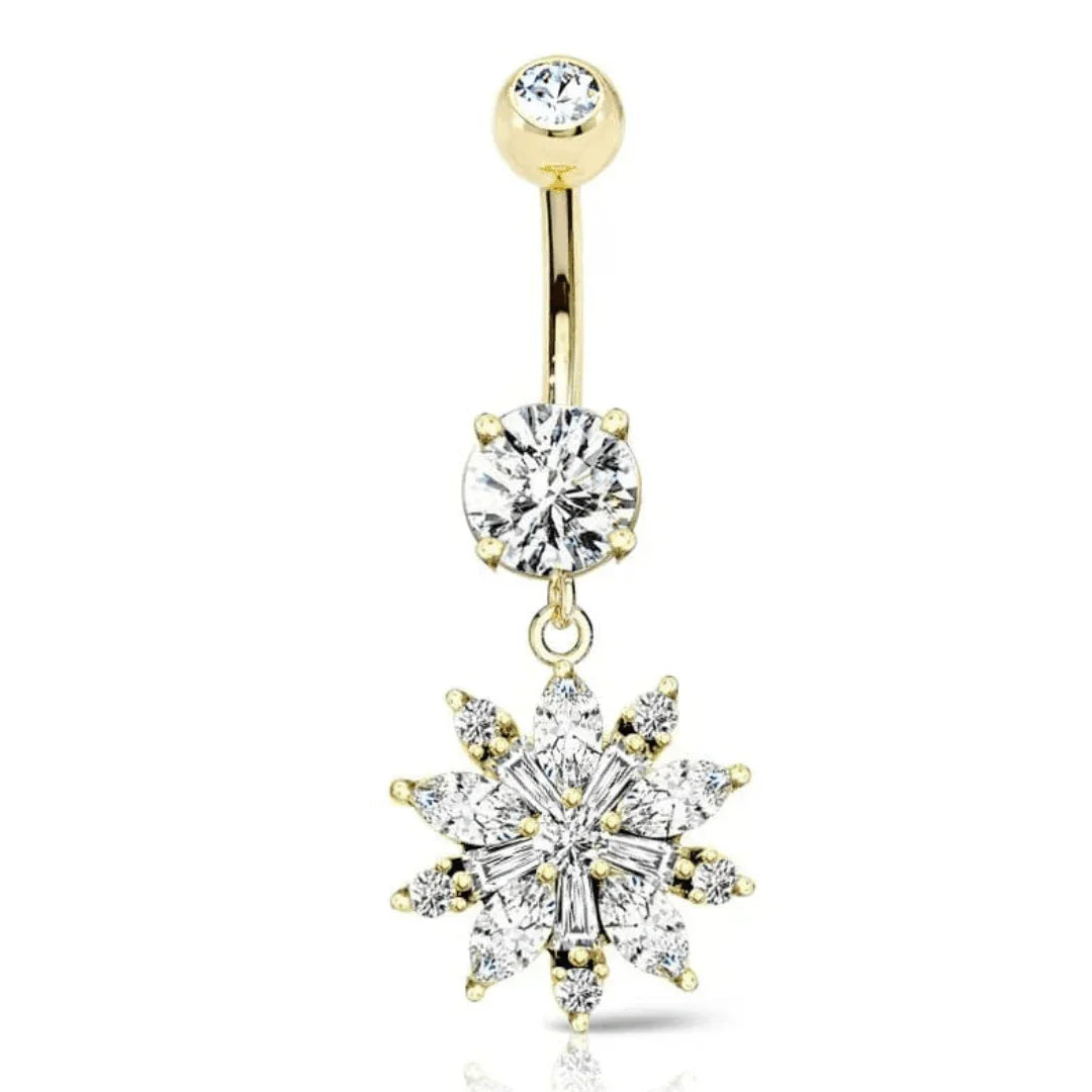 Piercing per ombelico con pendolo a fiore - GIOYAL PIERCING STORE
