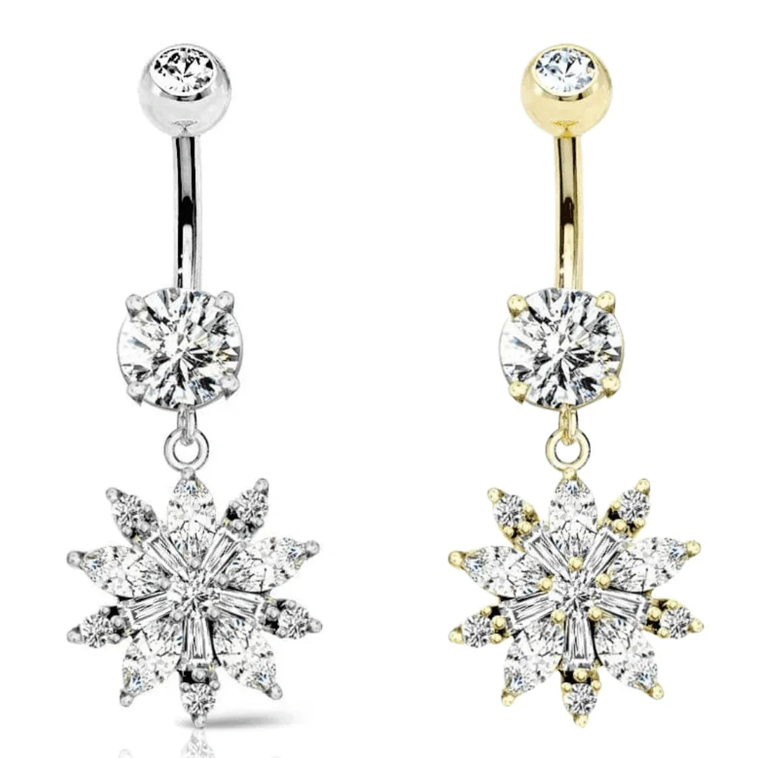 Piercing per ombelico con pendolo a fiore - GIOYAL PIERCING STORE