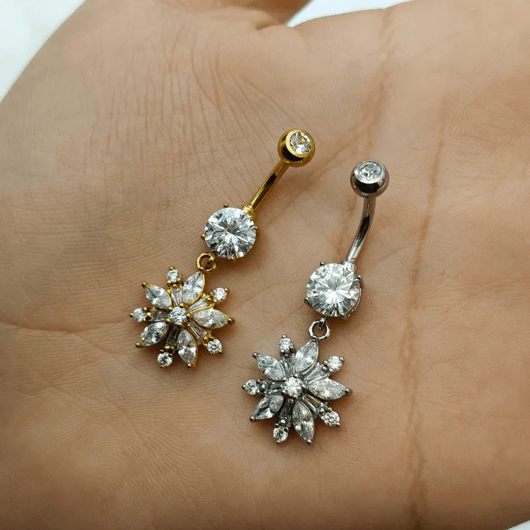 Piercing per ombelico con pendolo a fiore - GIOYAL PIERCING STORE