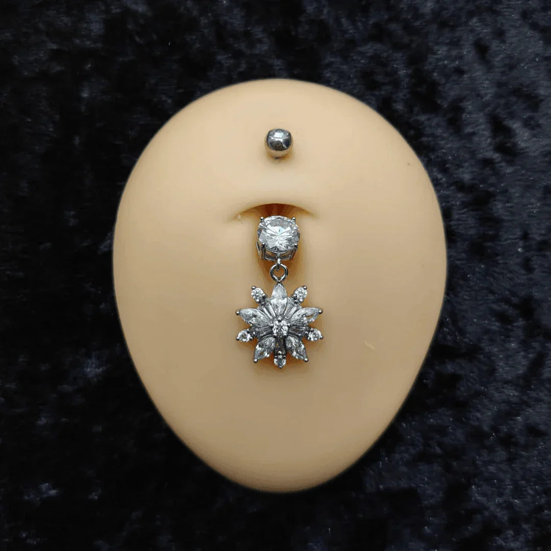 Piercing per ombelico con pendolo a fiore - GIOYAL PIERCING STORE