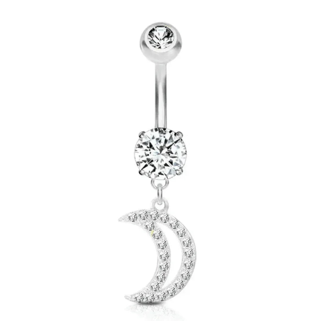 Piercing per ombelico con pendolo a luna - GIOYAL PIERCING STORE
