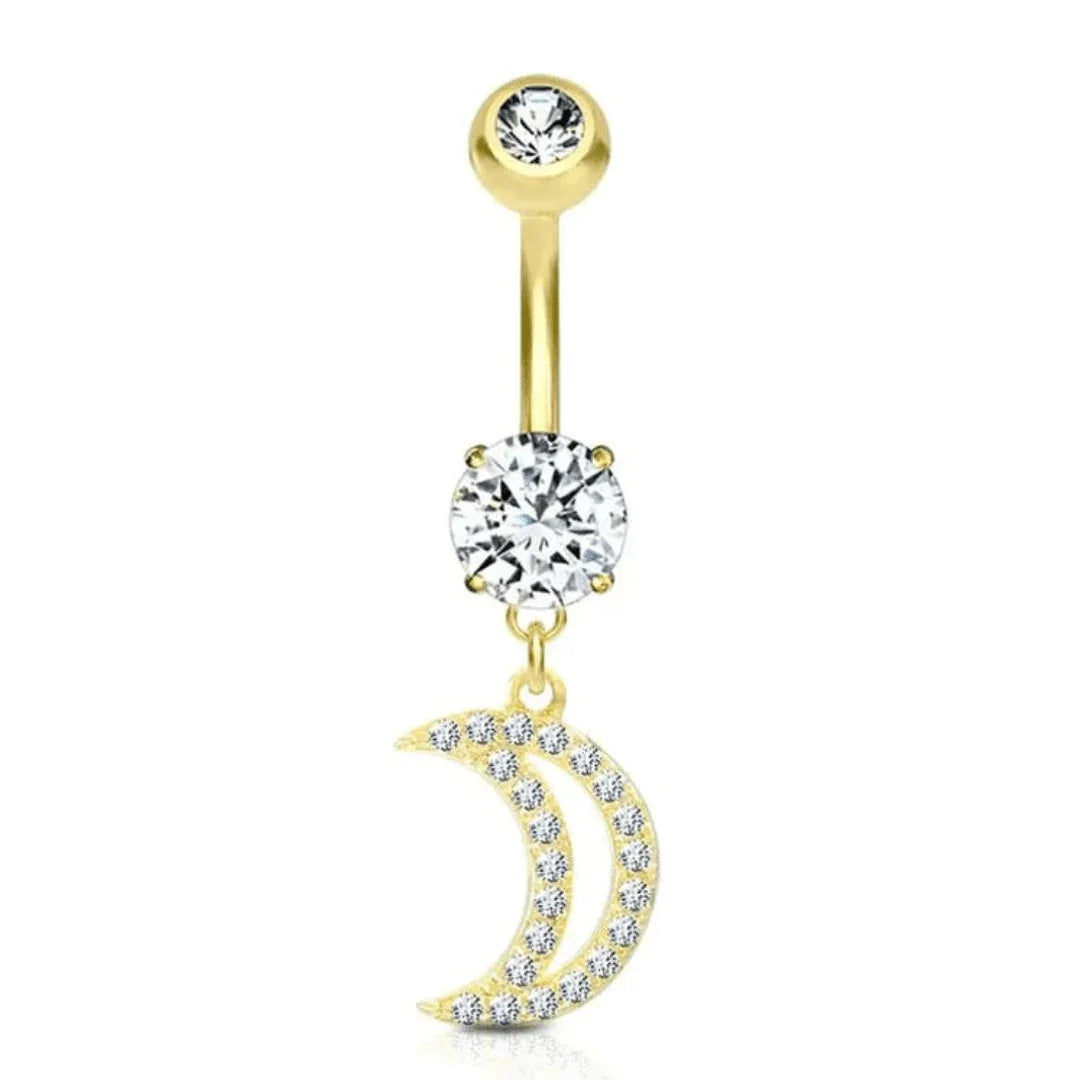 Piercing per ombelico con pendolo a luna - GIOYAL PIERCING STORE