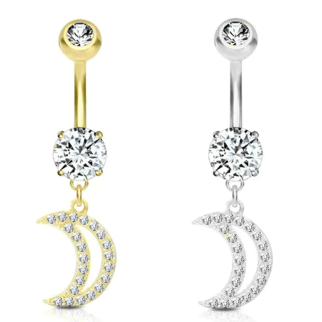 Piercing per ombelico con pendolo a luna - GIOYAL PIERCING STORE