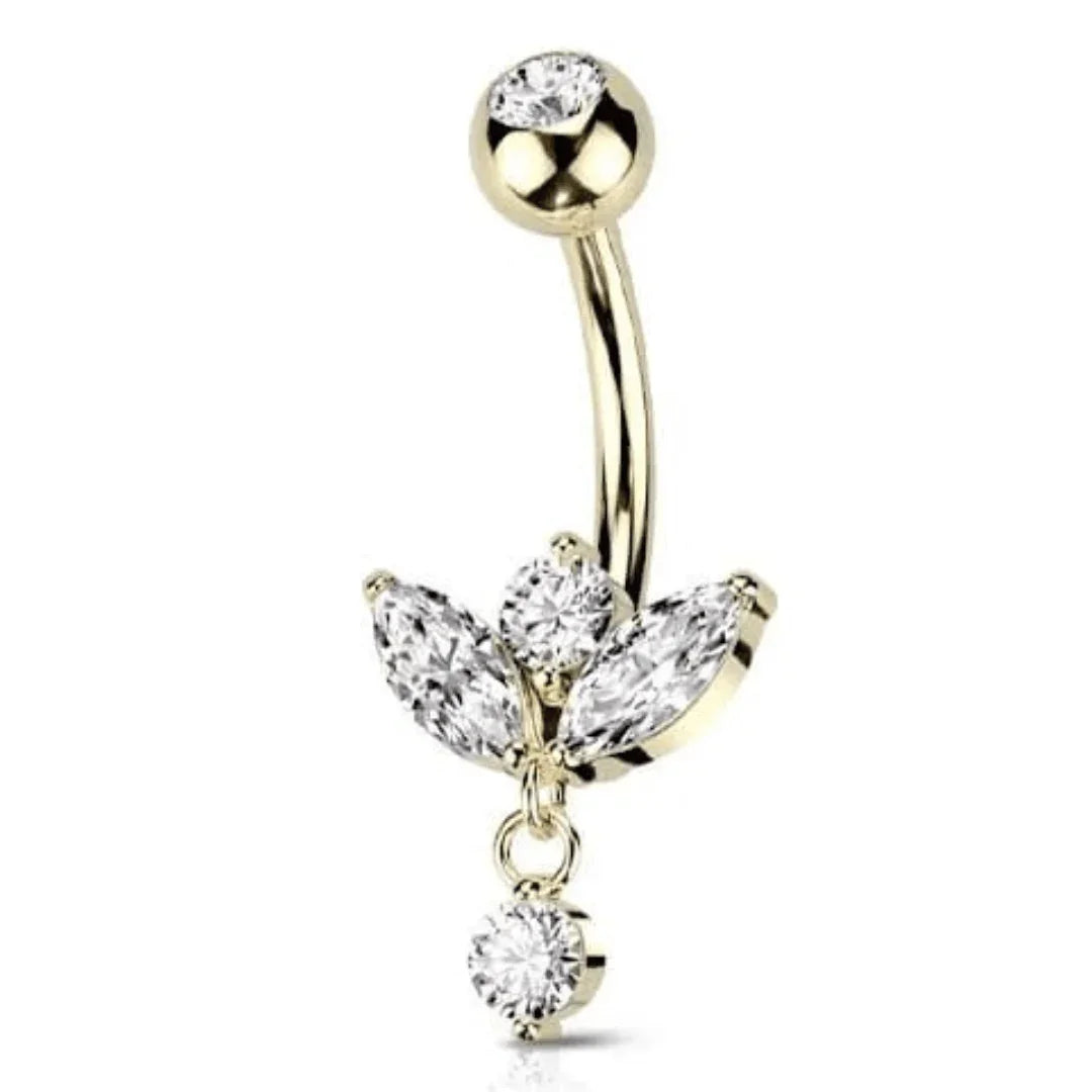 Piercing per ombelico con pendolo a stras - GIOYAL PIERCING STORE