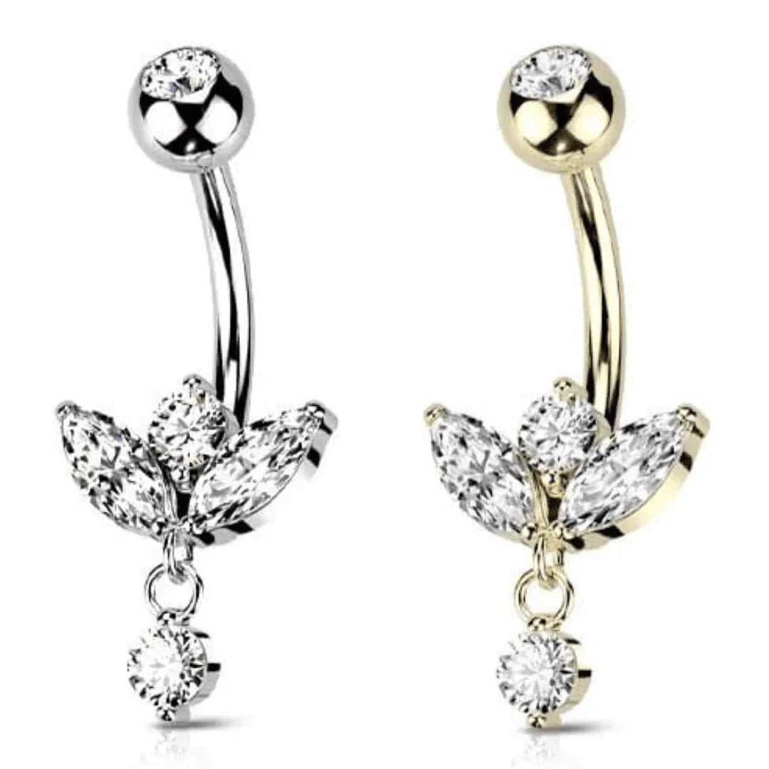 Piercing per ombelico con pendolo a stras - GIOYAL PIERCING STORE