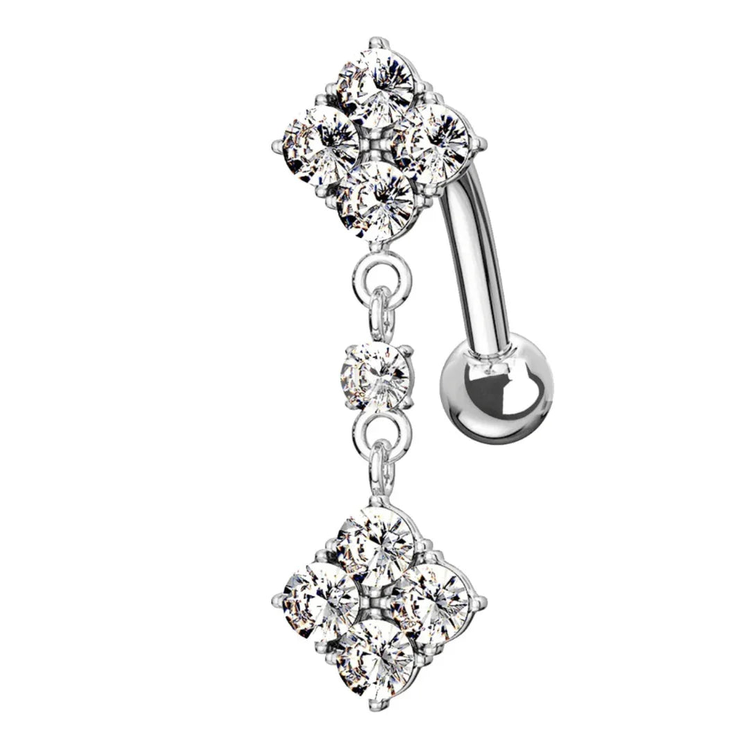 Piercing per ombelico con pendolo e brillanti - GIOYAL PIERCING STORE
