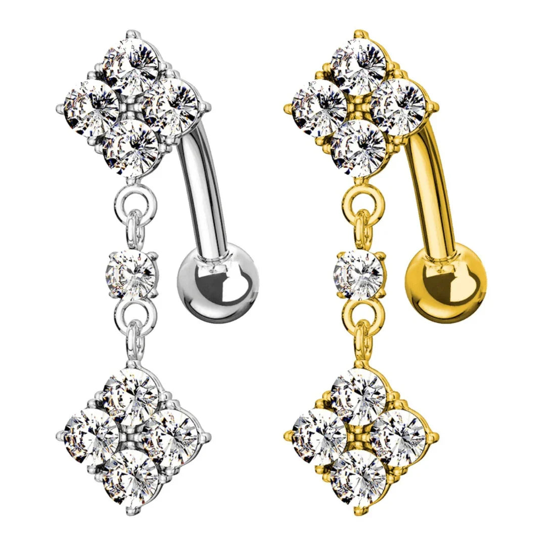 Piercing per ombelico con pendolo e brillanti - GIOYAL PIERCING STORE