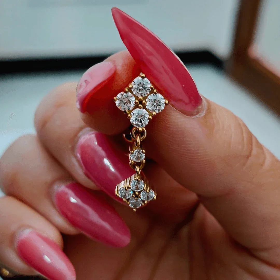 Piercing per ombelico con pendolo e brillanti - GIOYAL PIERCING STORE