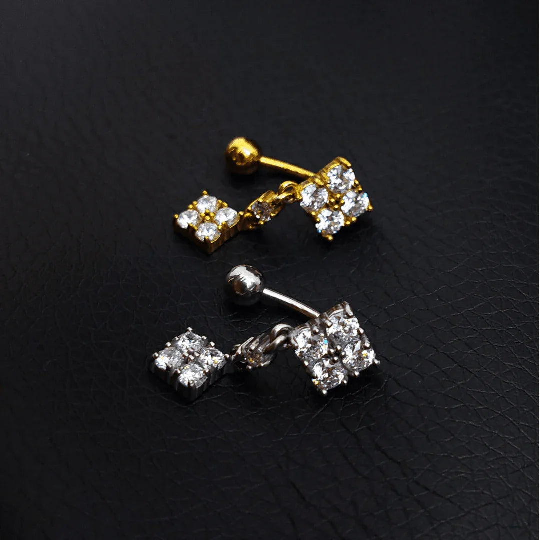 Piercing per ombelico con pendolo e brillanti - GIOYAL PIERCING STORE