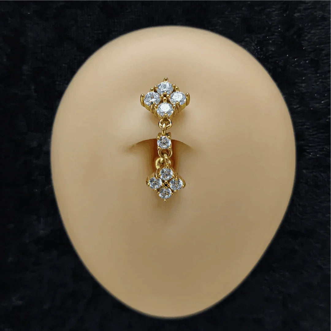 Piercing per ombelico con pendolo e brillanti - GIOYAL PIERCING STORE