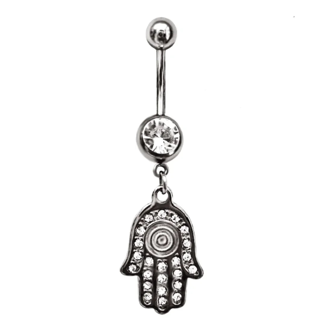 Piercing per ombelico con pendolo mano di Fatima - GIOYAL PIERCING STORE