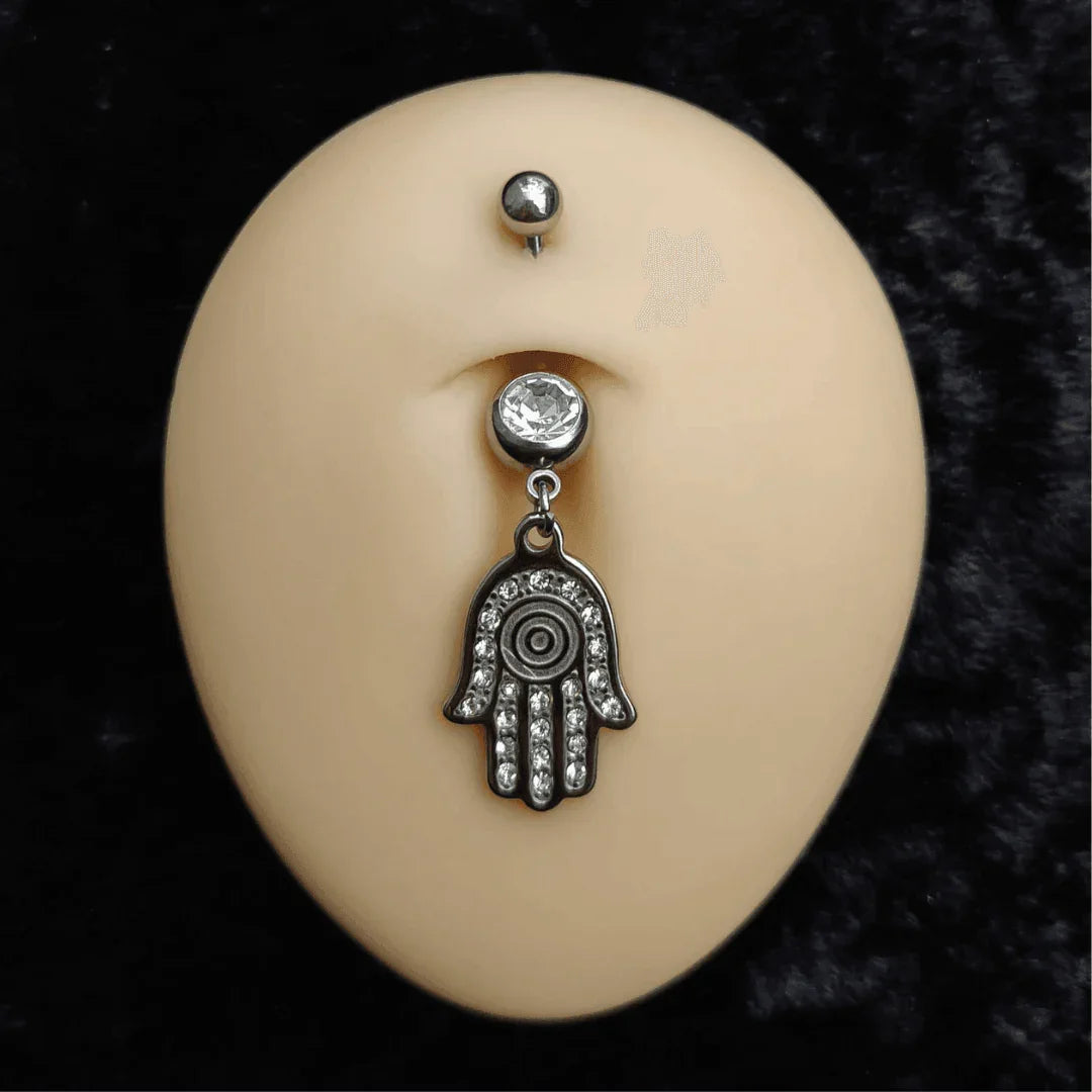 Piercing per ombelico con pendolo mano di Fatima - GIOYAL PIERCING STORE