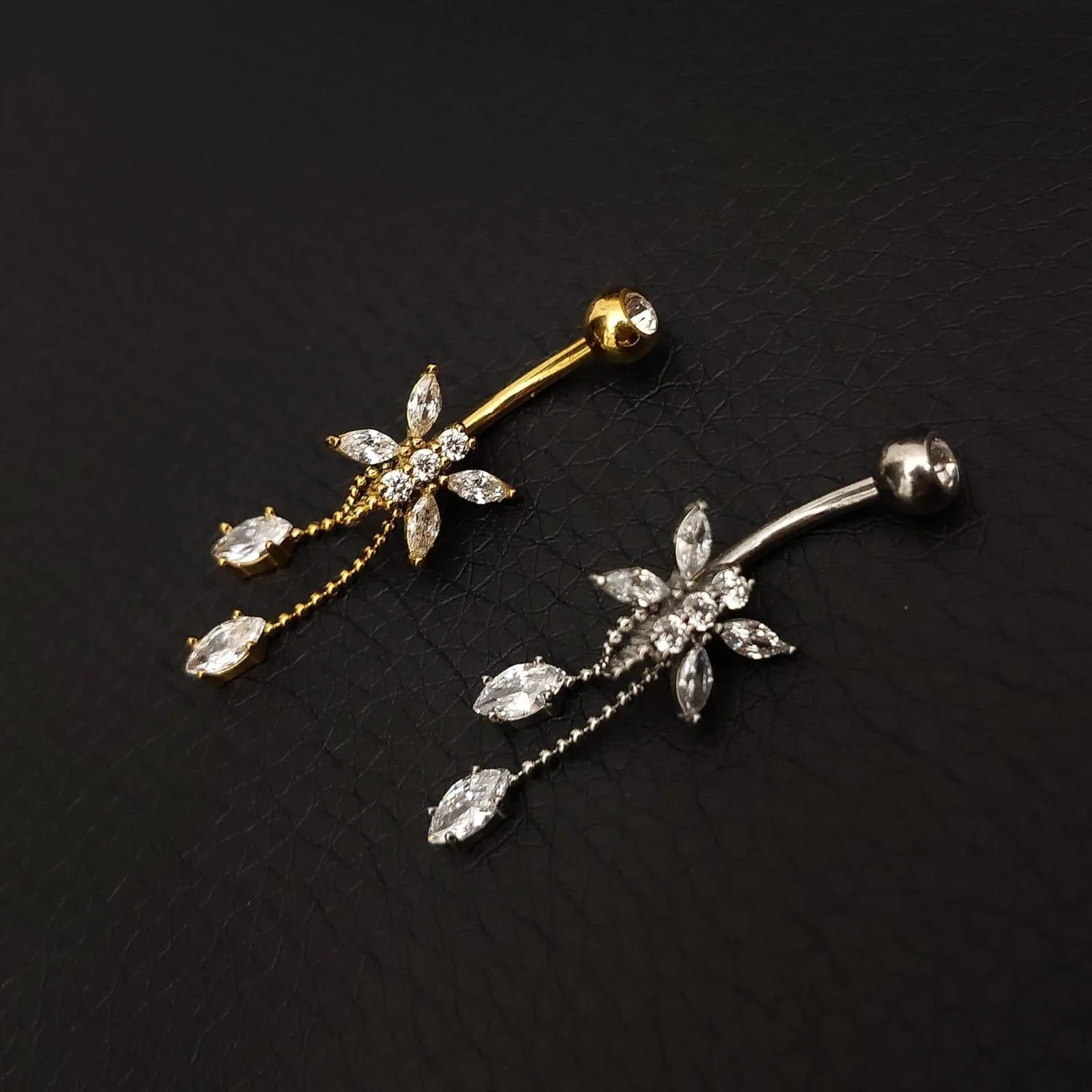 Piercing per ombelico farfalla con pendolo a goccia - GIOYAL PIERCING STORE