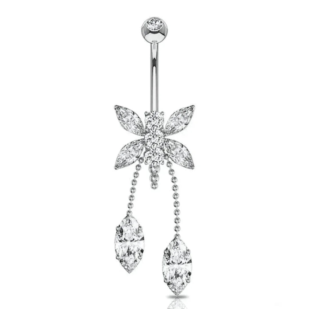 Piercing per ombelico farfalla con pendolo a goccia - GIOYAL PIERCING STORE