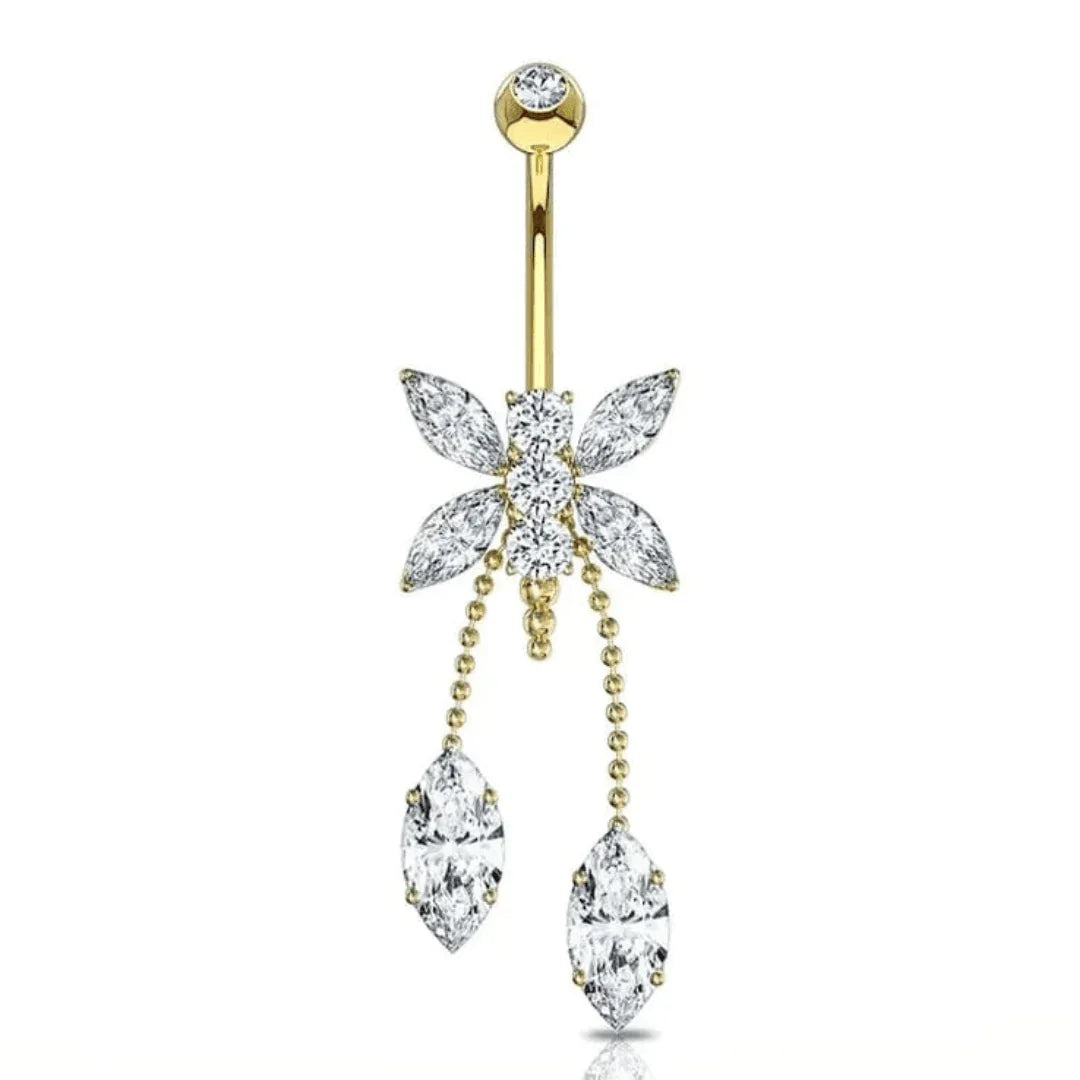 Piercing per ombelico farfalla con pendolo a goccia - GIOYAL PIERCING STORE