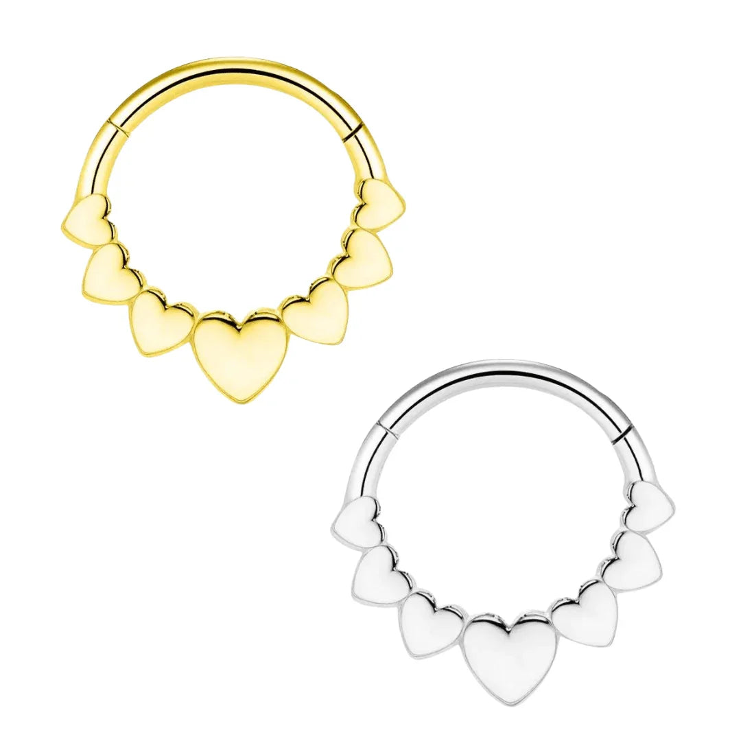 Anello a cliccker con design a cuori - GIOYAL PIERCING STORE