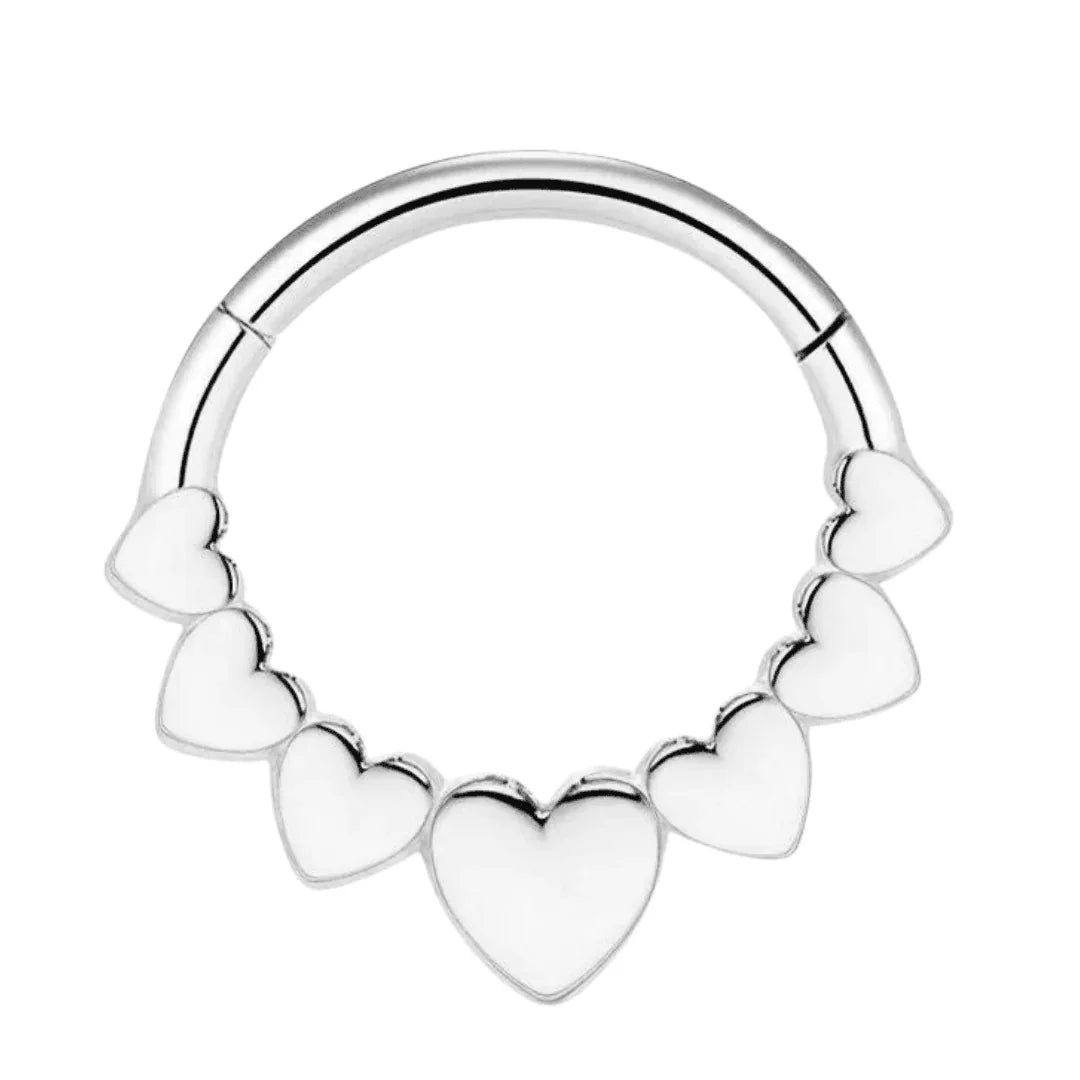 Anello a cliccker con design a cuori - GIOYAL PIERCING STORE