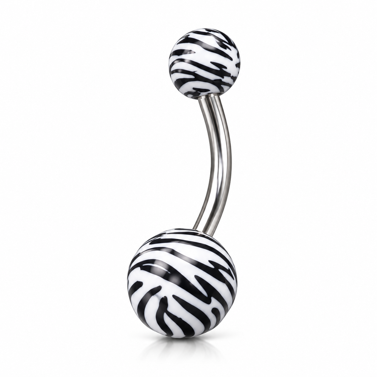 Piercing Ombelico in Acrilico a strisce bianco/nero