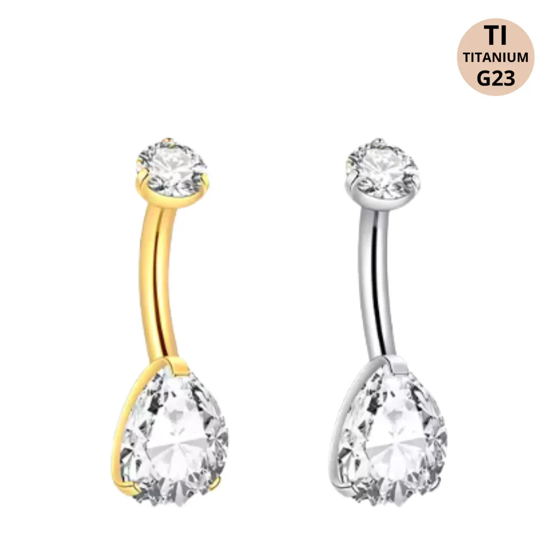 Piercing Ombelico in Titanio G23 con Brillanti a goccia