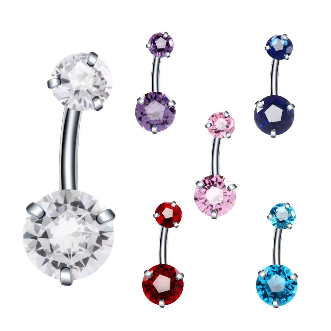 Piercing ombelico con doppio brillante