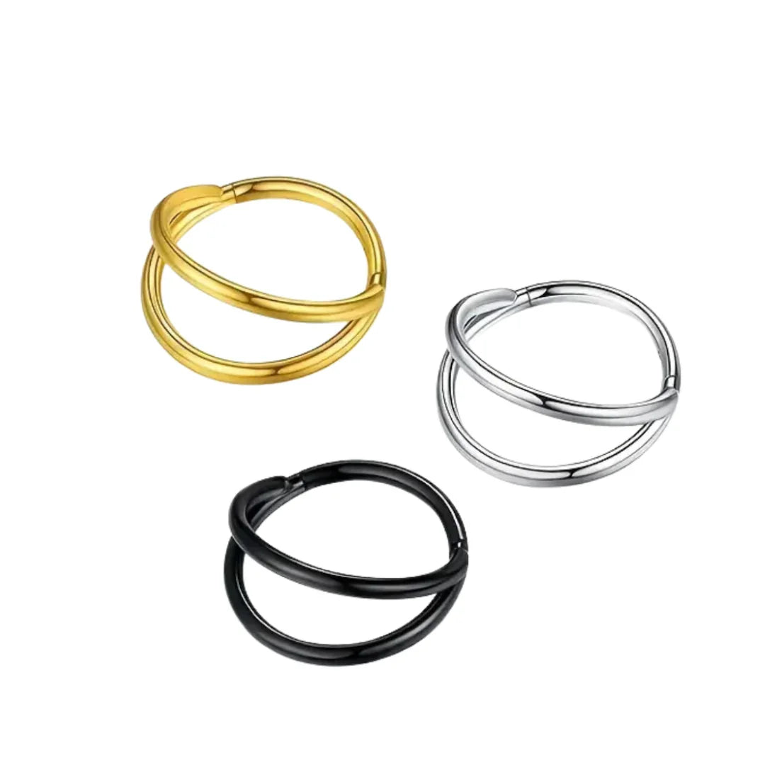 Cerchio a clicker con design a due barre in acciaio 316L