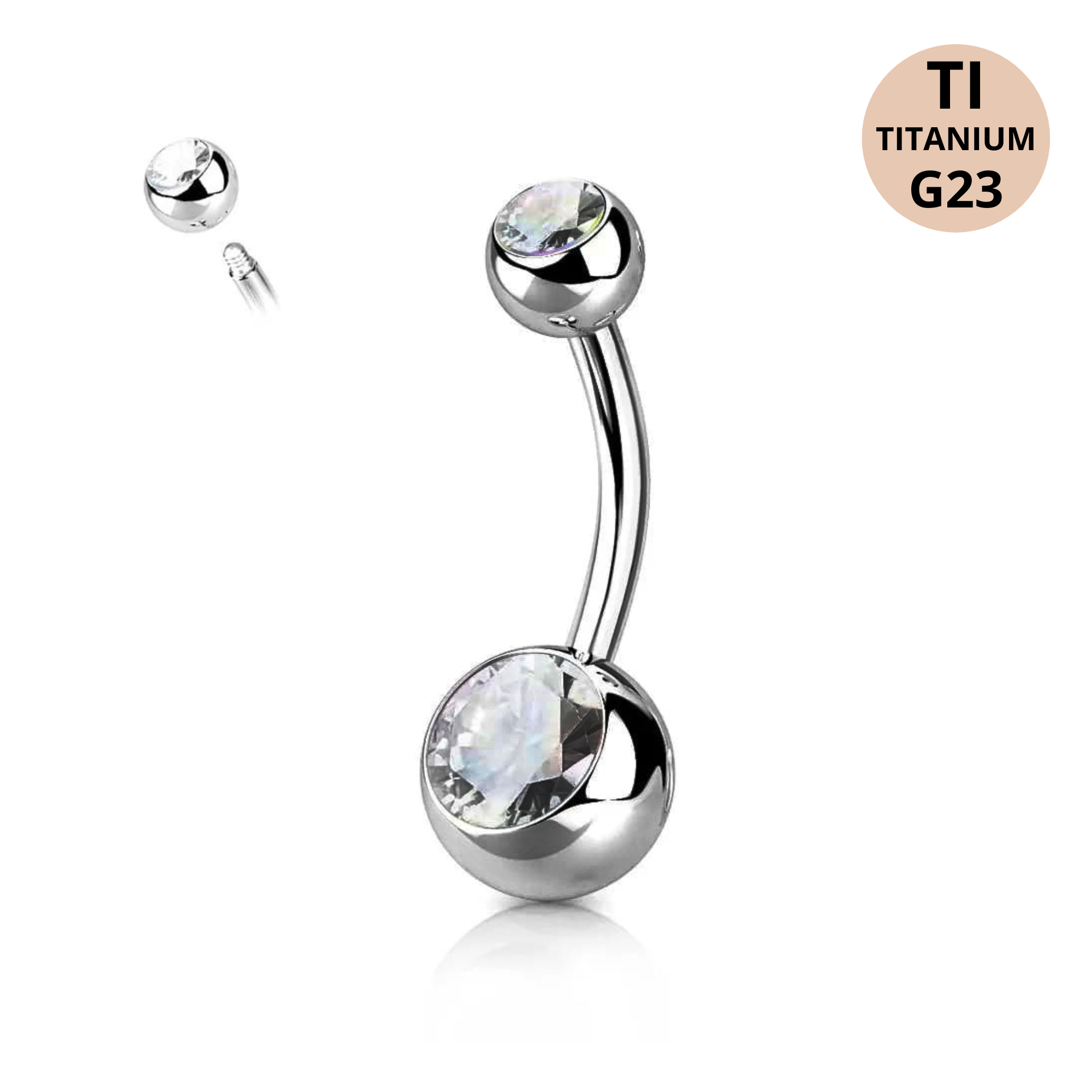 Piercing Ombelico in Titanio G23 con con doppia pietra
