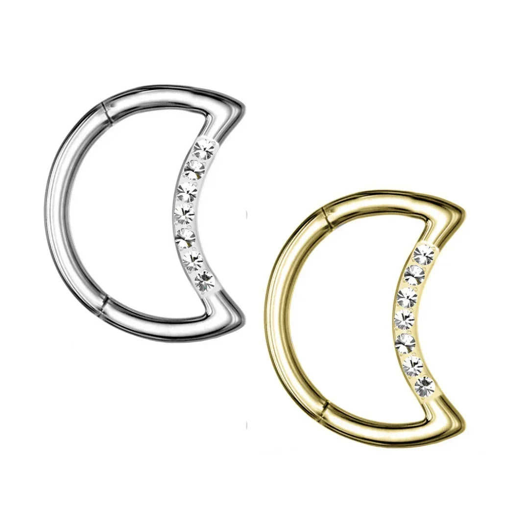 Anello a clicker a forma di luna - GIOYAL PIERCING STORE