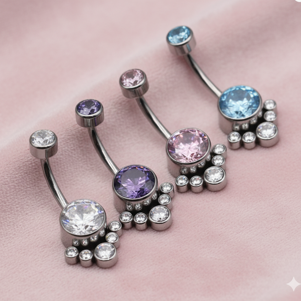 Piercing Ombelico in Titanio G23 con Brillanti