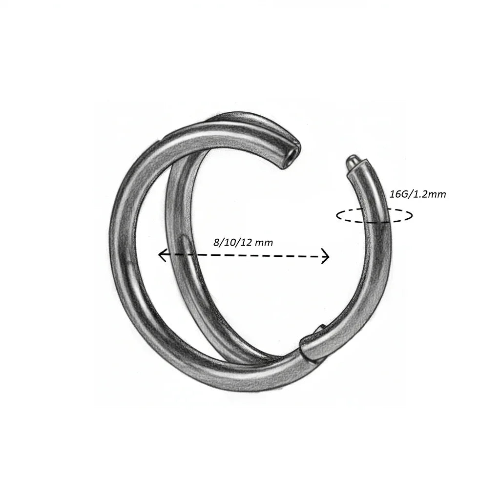 Cerchio a clicker con design a due barre in acciaio 316L