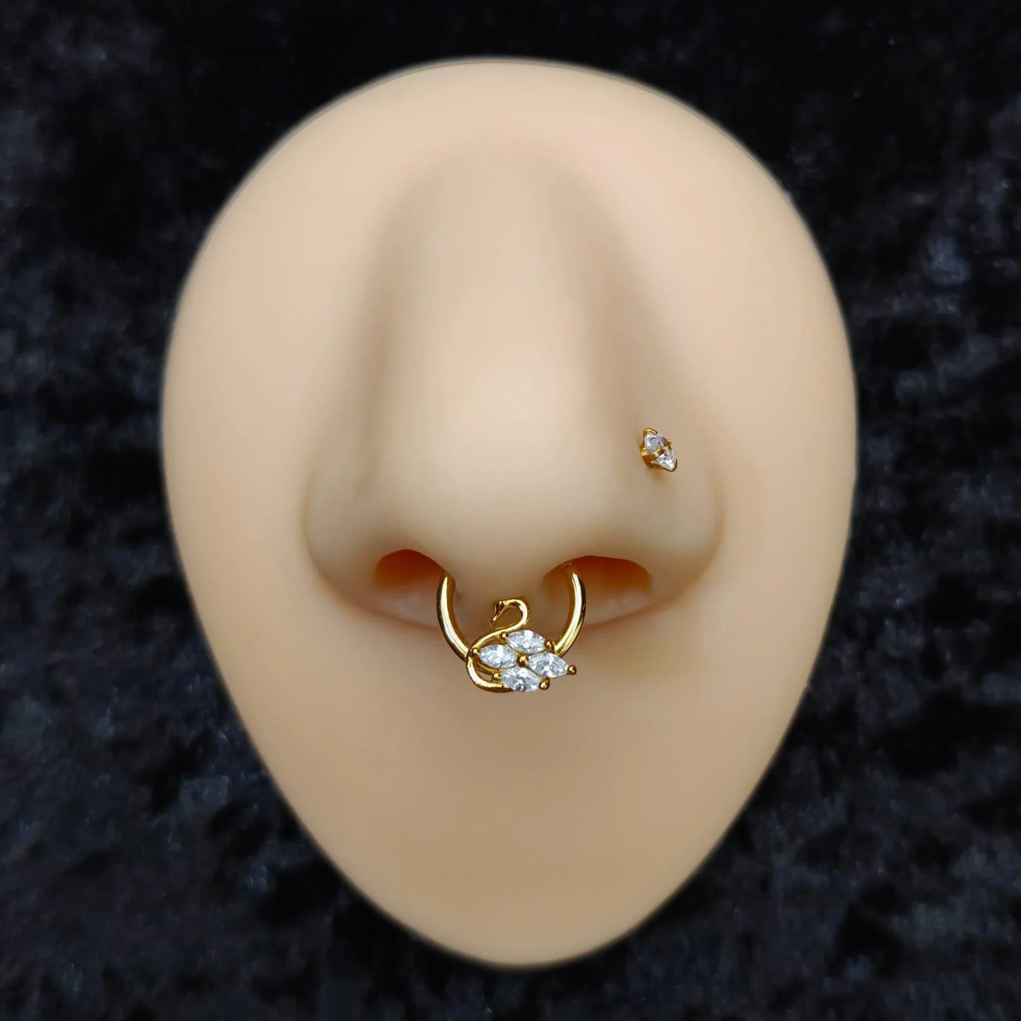 Anello a clicker con design cigno - GIOYAL PIERCING STORE