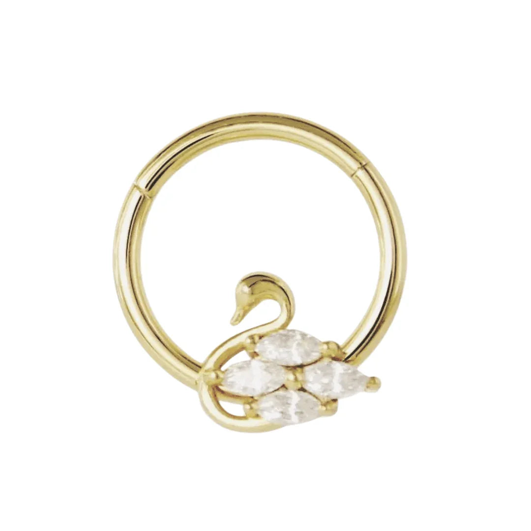 Anello a clicker con design cigno - GIOYAL PIERCING STORE