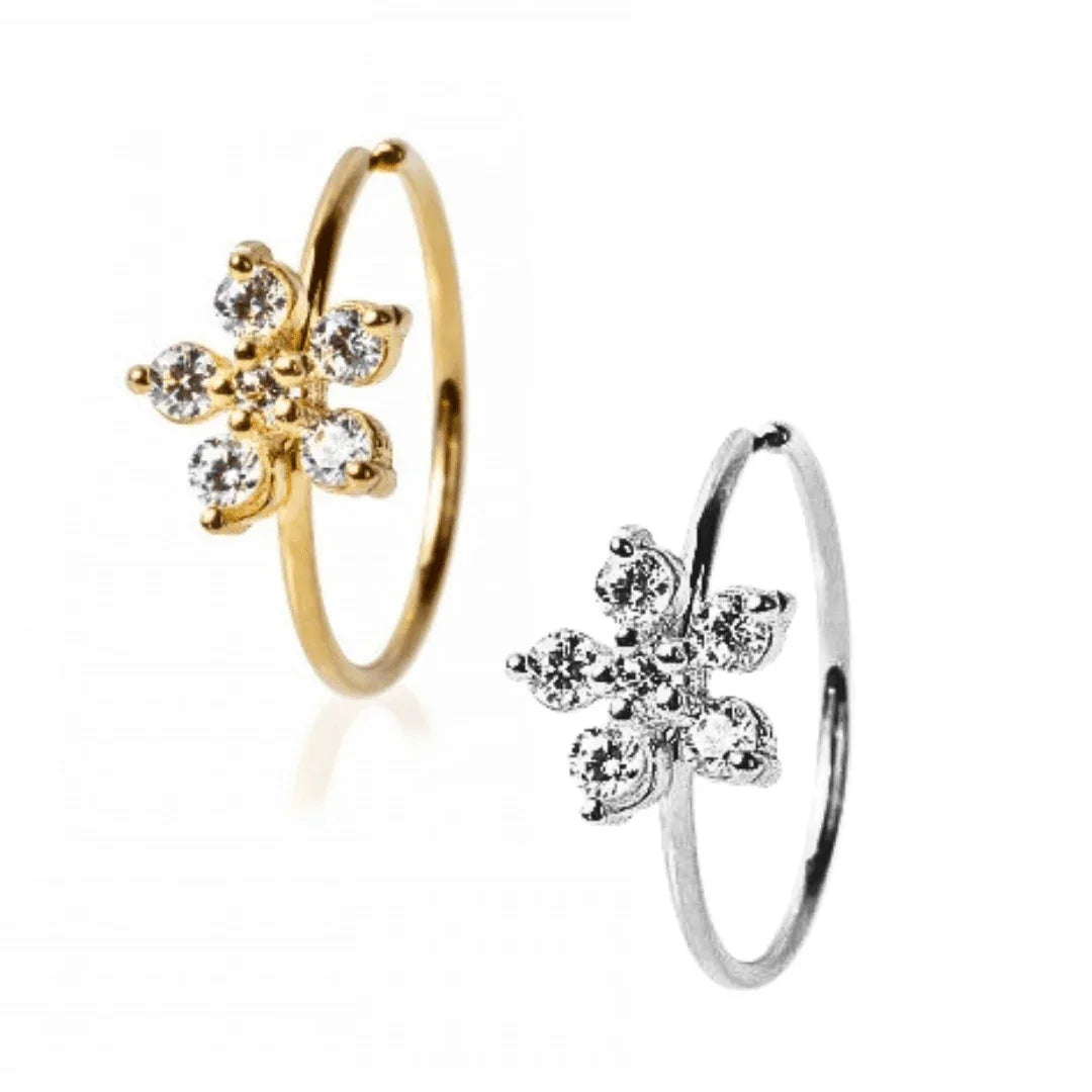 Cerchio continuous con fiore - GIOYAL PIERCING STORE