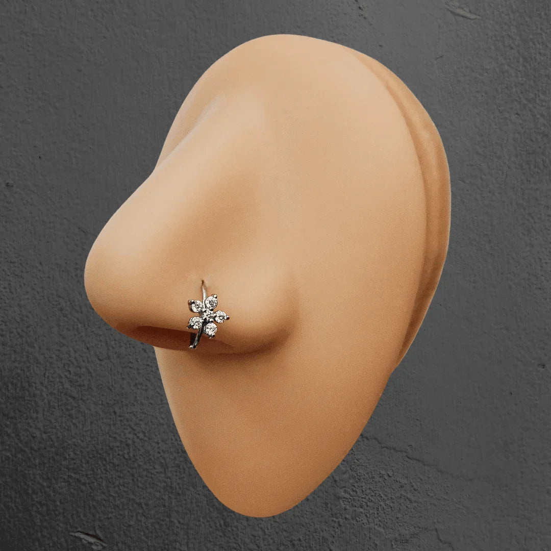 Cerchio continuous con fiore - GIOYAL PIERCING STORE