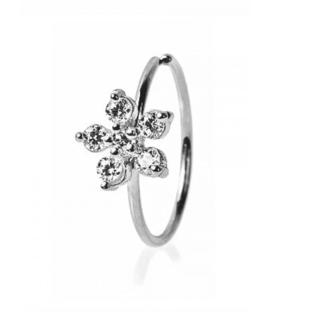 Cerchio continuous con fiore - GIOYAL PIERCING STORE