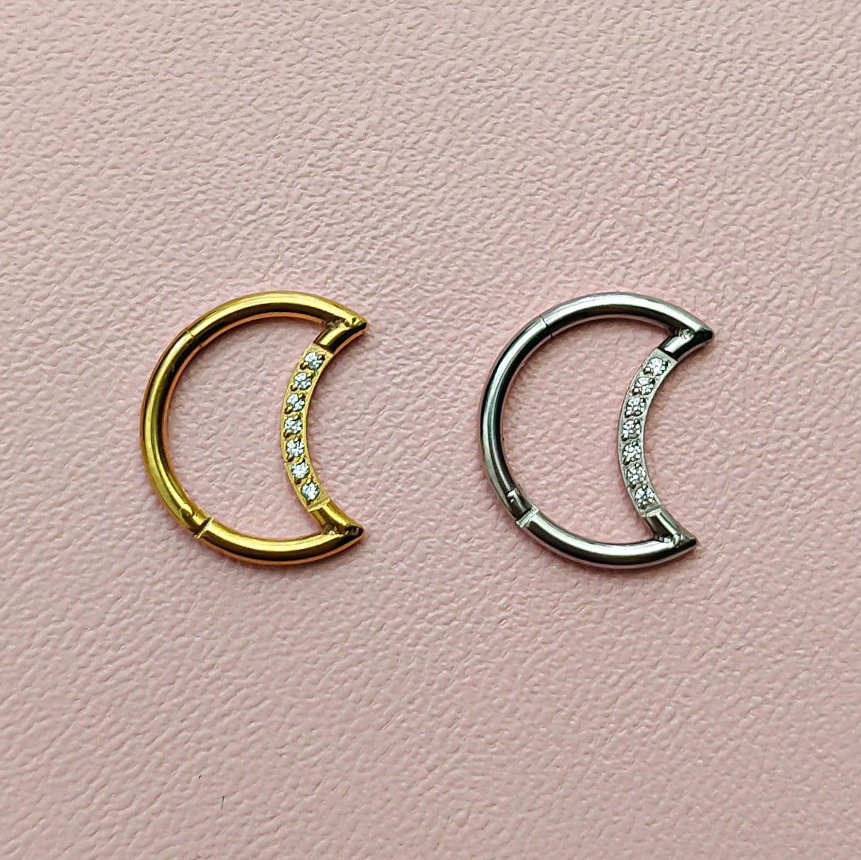 Anello a clicker a forma di luna - GIOYAL PIERCING STORE
