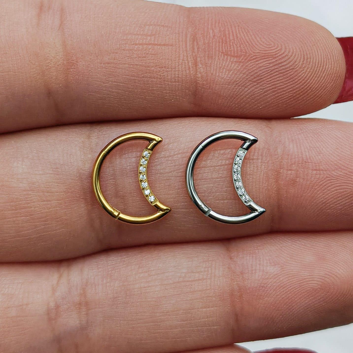 Anello a clicker a forma di luna - GIOYAL PIERCING STORE