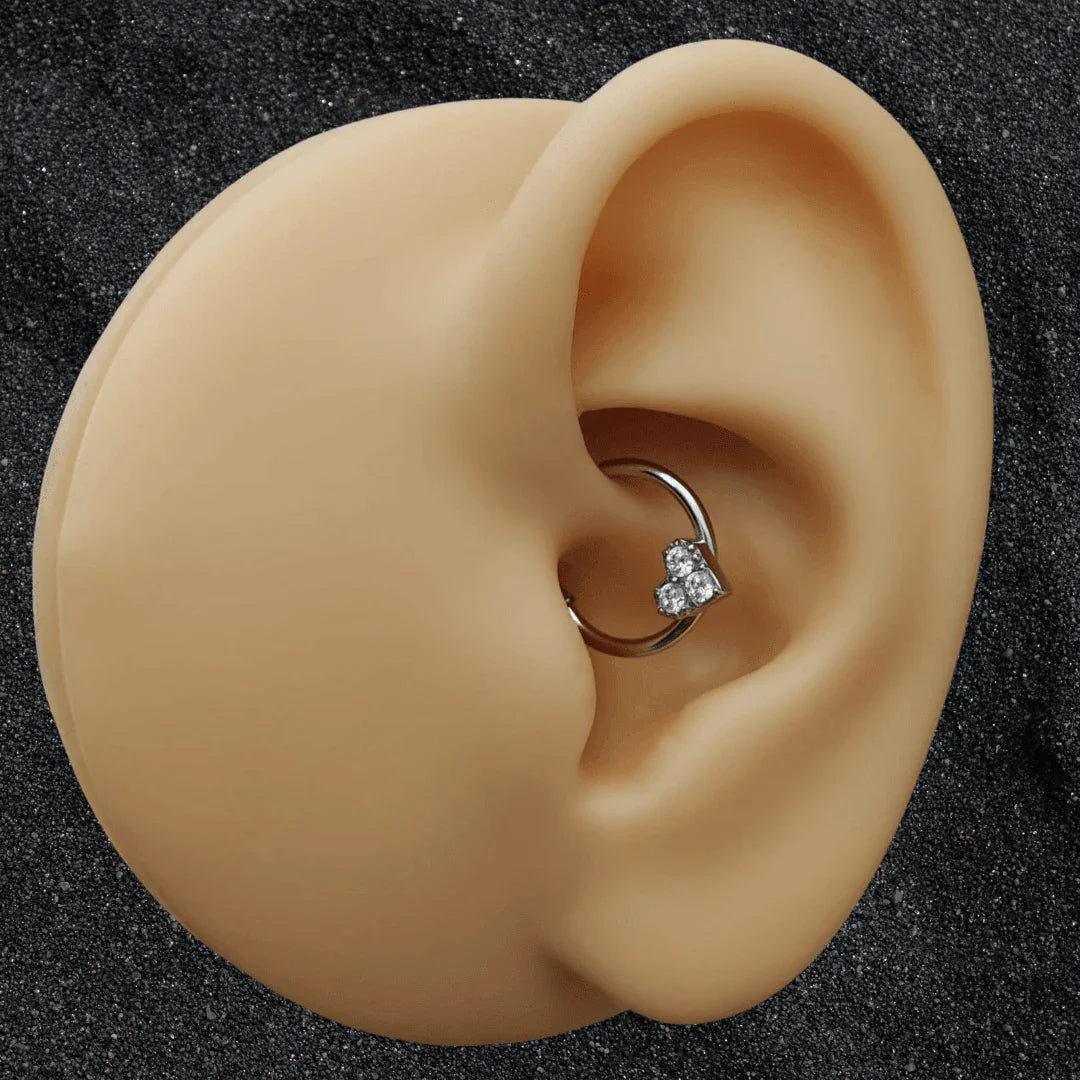 Anello a clicker con brillante a cuore - GIOYAL PIERCING STORE