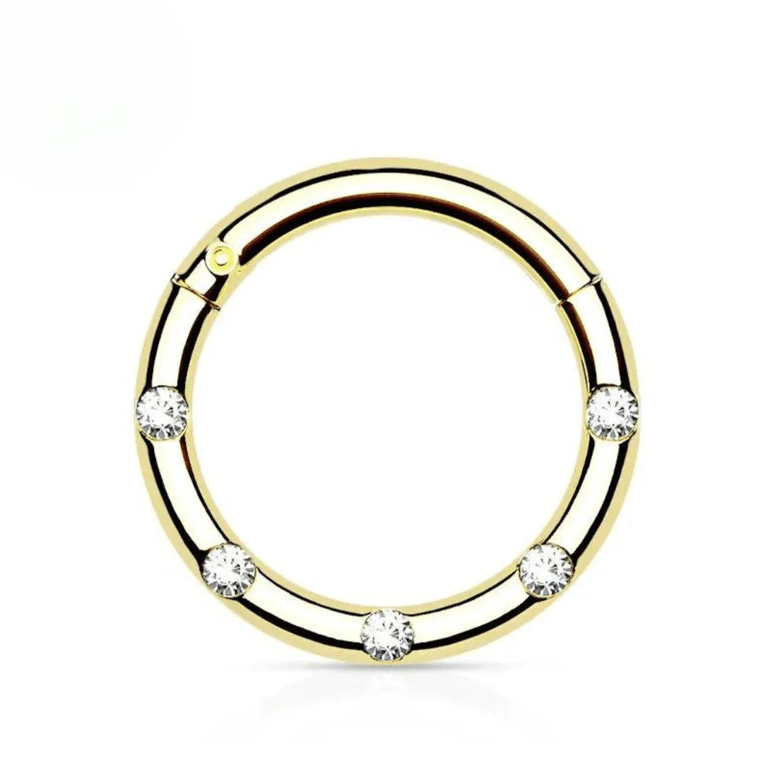 Anello a clicker con brillanti incastonati - GIOYAL PIERCING STORE