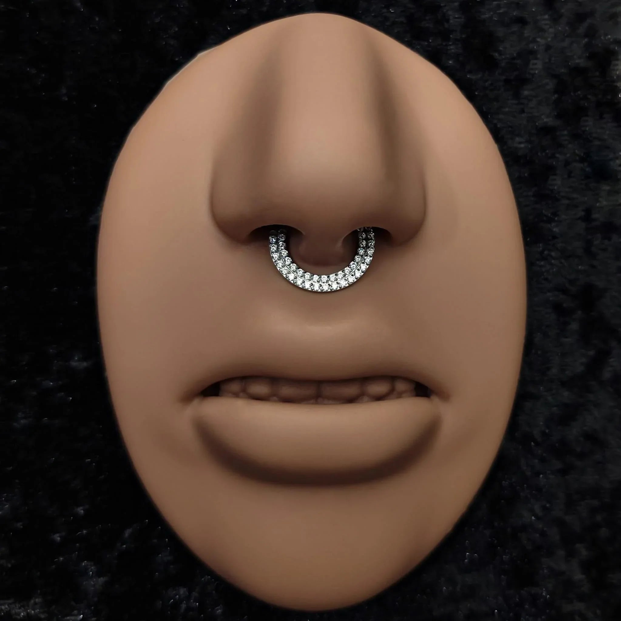 Anello a clicker con doppia fila di brillanti - GIOYAL PIERCING STORE