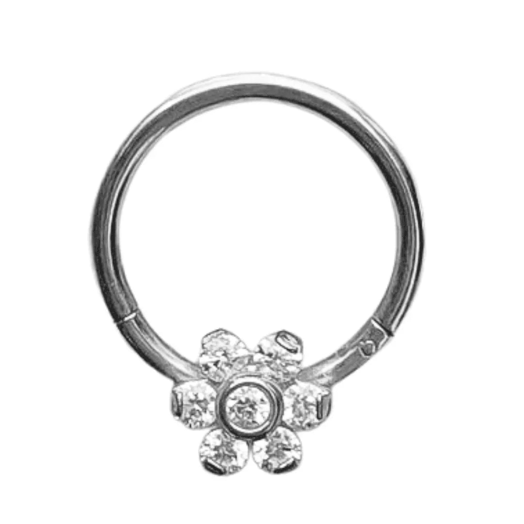 Anello a clicker con fiore - GIOYAL PIERCING STORE